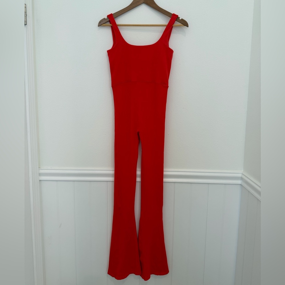 Free People FP Movement Rich Soul Flared Onesie, Red “Bittersweet” - Size XS/S - Picture 3 of 7